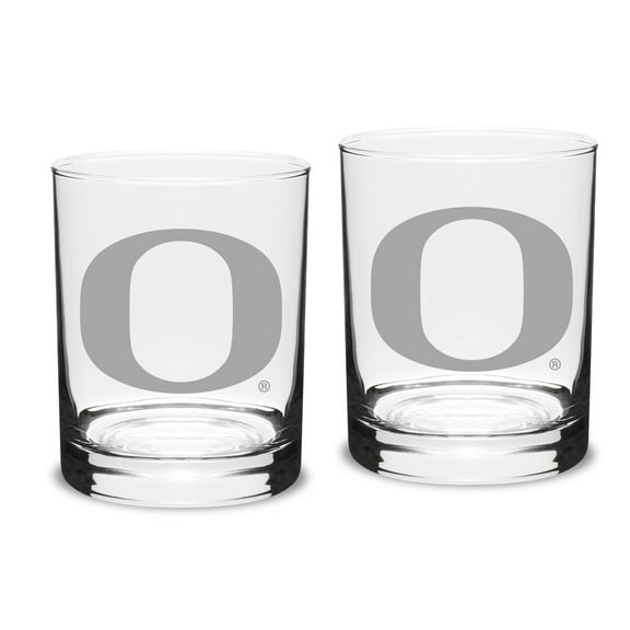 Oregon Ducks Set of 2 Traditional Double Old Fashioned Glasses