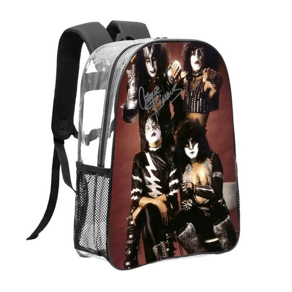 Kiss Rock Pattern Transparent Backpack Lightweight And fashionable Showcasing Personality And Leading The Trend