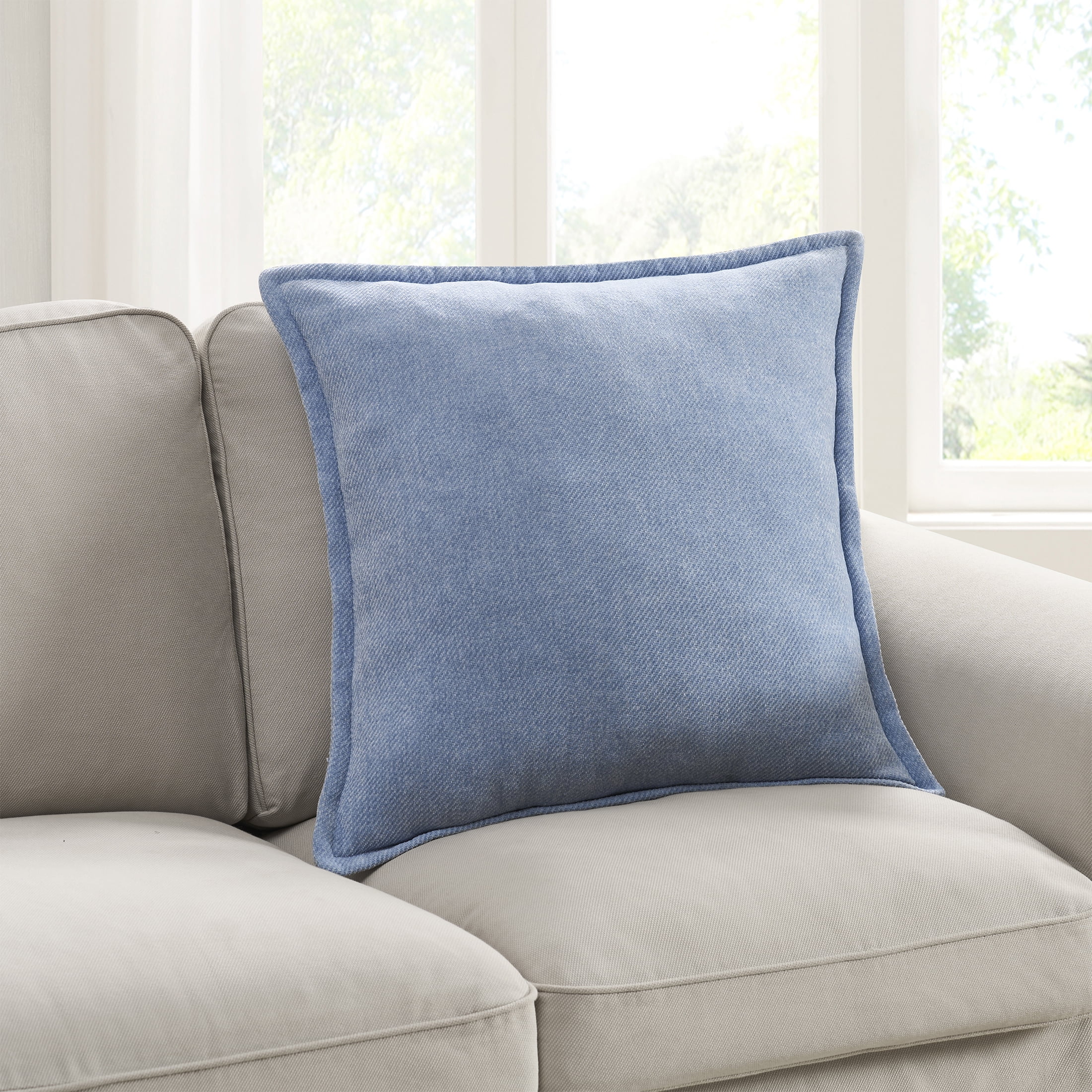 Mainstays 22" x 22" Placid Blue Chenille Flange Decorative Pillow