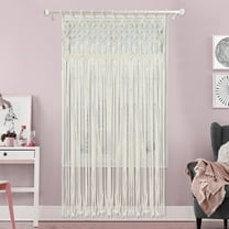 White Bohemian Style Woven Tassel Curtain Wall Hanging Tapestry Window Curtains Decor for Bathroom