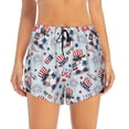 thumbnail image 2 of Rateoe I Love USA Printed 2 in 1 Women's Workout Shorts for Athletic Gym Running Shorts with Phone Pockets-Large, 2 of 7