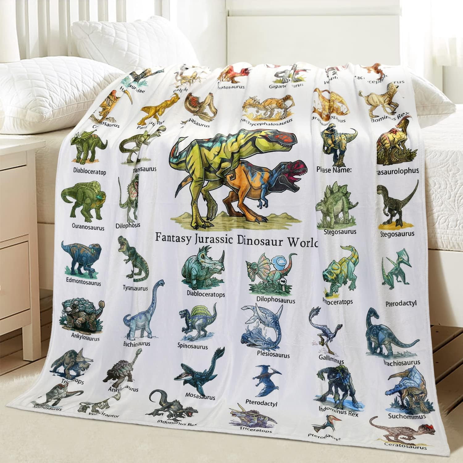 Dinosaur Blanket for Boys - Jurassic Dino Kids Teens Sofa Bed Plush Blanket, Soft Cozy Flannel Blanket Dinosaur Room Decor Gifts for Boys 50x60 Inches