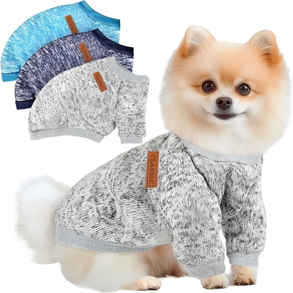 GASTROPOD 3 Pack Dog Sweaters for Small Dogs Girl Boy Dog Winter Fleece Clothes Warm Soft Dog Sweatshirt Outfit for Dog Cat Pet Apparel