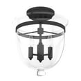 thumbnail image 2 of Hunter - Belltown 3-light Natural Black Iron, Medium Size Flush Mount Light, Dimmable, Transitional Style, Urn Shaped, for Bedrooms, Dining, Living Rooms - 19315, 2 of 7