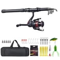 thumbnail image 1 of M Buder Set de Combo de Caña de Pescar Telescópica y Carrete de Pesca, 180 cm / 70.8 pulgadas, Accesorios Completos con Señuelos Anzuelos, Bolsa Incluida, Ideal para Principiantes y Profesionales, 1 of 9