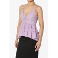 thumbnail image 3 of TheMogan Women's PLUS Cross Strap Smocked Back Crochet Lace Ruffle Peplum Cami Top, 3 of 7