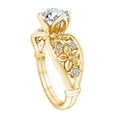 thumbnail image 2 of AFFY 1.10 Carat(Cttw) Round Moissanite & Natural Diamond Flower Engagement Ring 14K Solid Yellow Gold Ring Size-6.5, 2 of 2