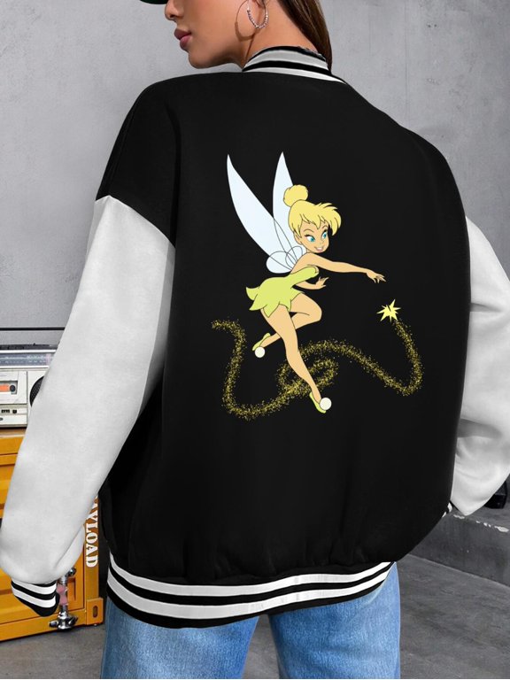 Women's Baseball Jacket Tinkerbell Hoodie Ladies Disneyland Fantasy Captain Hook Baseball Hoodies Pixie Dust