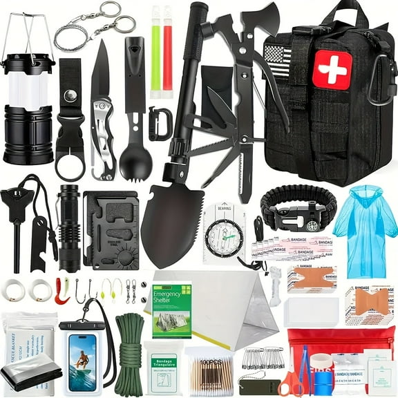 MEASUN 252pcs Emergency Preparedness Kits, Black Aluminum