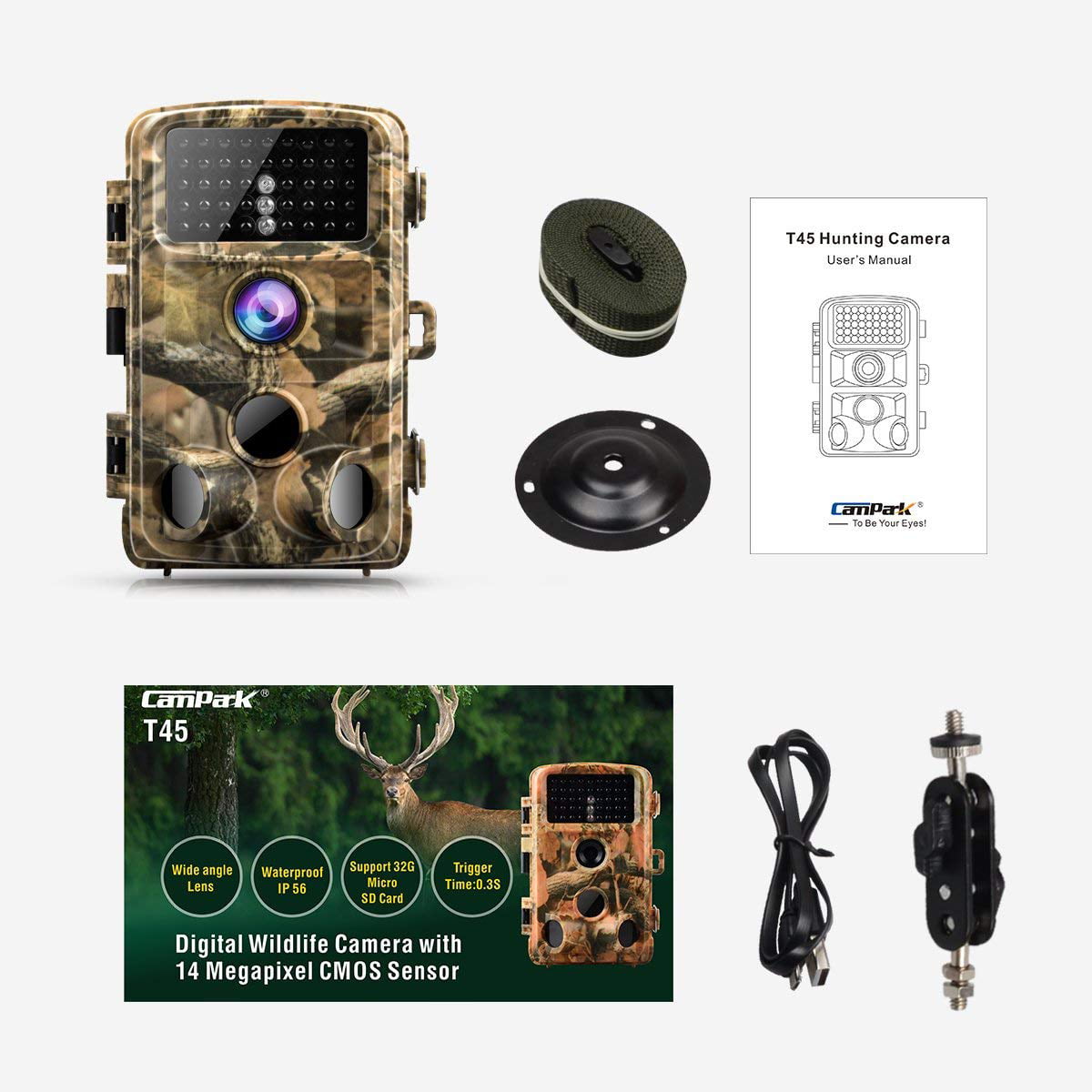 Campark Trail Game Camera-14MP 1080P Waterproof Hunting Scouting Cam with.. New 
