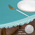 thumbnail image 4 of Round Table Cover 36-44 Inch Turquoise Waterproof Reusable Table Cloth Round Fitted Vinyl Tablecloth with Elastic Edged for Parties Outdoors, Geometric Boho Ethnic Tile Chic Monochrome, 4 of 9