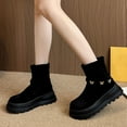 thumbnail image 5 of Xfvqtps Womens Suede Ankle Booties Flat Flatform Sole Comfortable Casual Shoes with Side Zipper Slip on Winter Fashion Boots Black, 5 of 9