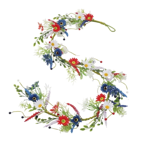 Patriotic Red White and Blue Vine for Independence Day - 4th of July Garland Patriotic Garland for Mantle Table Centerpiece, 250th Anniversary Memorial Hanging Decor