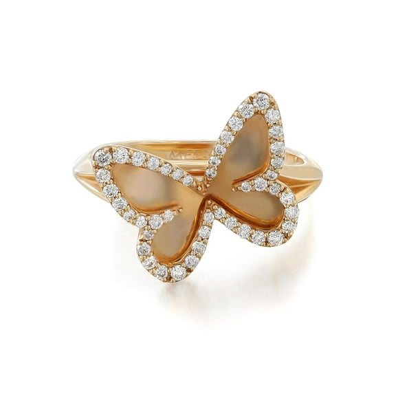 Messika 0.27Cttw Diamond Plaque Butterfly Ring 18K Rose Gold Size 52 US 6