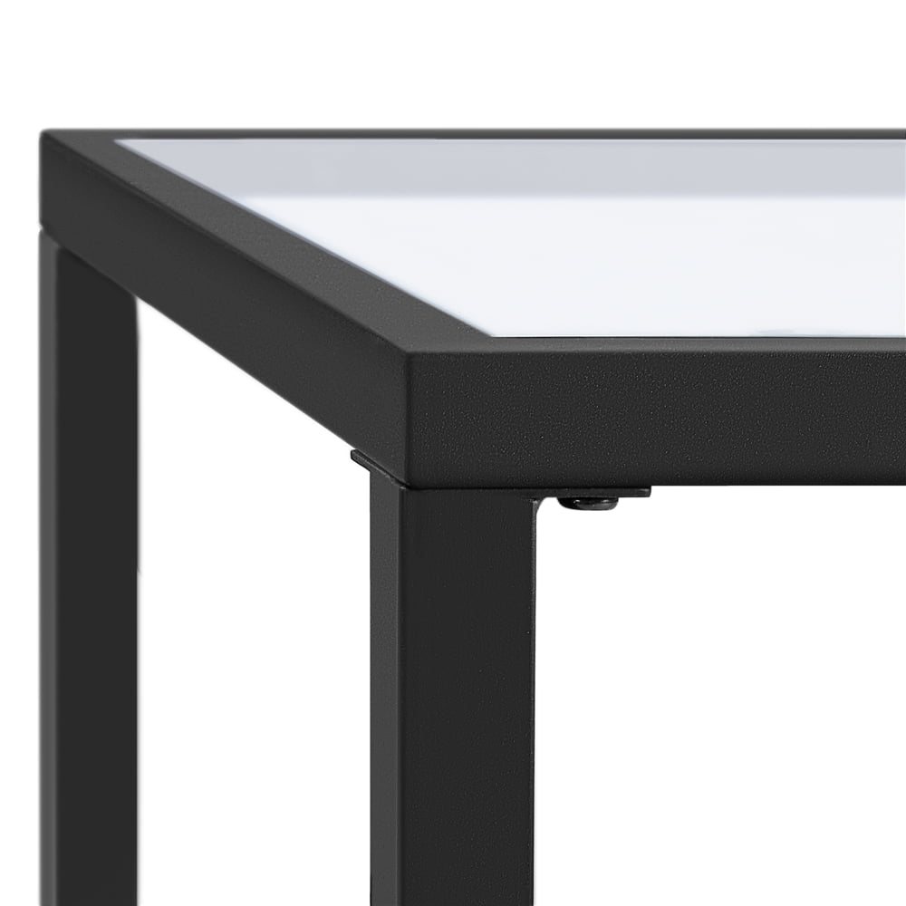 Yaheetech Modern Tempered Glass Coffee Table with Metal-frame, Black