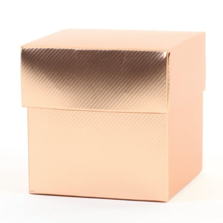 - Koyal Wholesale 2-Piece 50-Pack Square Favor Boxes, Rose Gold