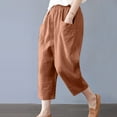 thumbnail image 5 of LLYwey Business Casual Pants Fashion Women Summer Casual Loose Cotton and Linen Pocket Solid Trousers Pants Female Business Casual Pants Long Pant Style H1113 Orange M, 5 of 9