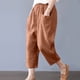thumbnail image 5 of Moda Mujer Verano Casual Suelto Algodón Y Lino Bolsillo Sólido Pantalones Pantalones Odeerbi ODB-6, 5 of 9
