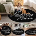 thumbnail image 6 of Area Rug 36in, Laundry Room Words Floor Carpet Living Room Rug, Black Background Non-Slip Welcome Mat Indoor Rugs for Bedroom Dining Room, 6 of 9