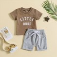 thumbnail image 2 of TOWED22 Toddler Baby Boy Clothes Golf Cart Embroidery Short Sleeve T-Shirt Top Gingham Seersucker Shorts Set Summer Outfits(Brown,12-18 M), 2 of 9
