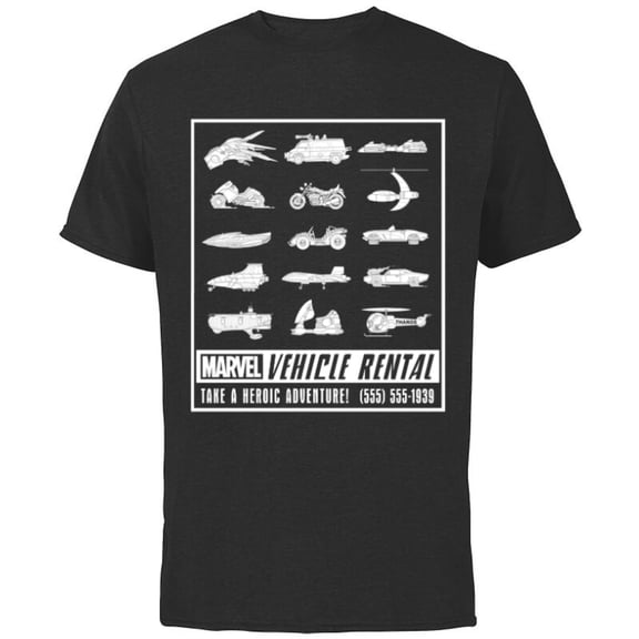 Marvel Vehicle Rental Ad Heroic Adventure - Short Sleeve Cotton T-Shirt for Adults - Customized-Black