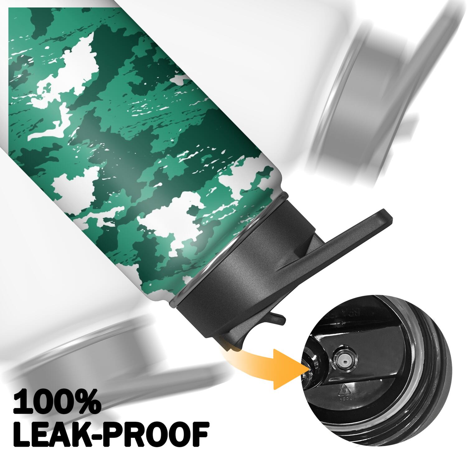 Camouflage Insulated Stainless Steel Water Bottle with Straw & Cleaning Brush – 18/32/40 Oz | Leakproof, BPA-Free, 304 Stainless Steel, Wide Mouth, Travel Mug for Car, Gym, Office