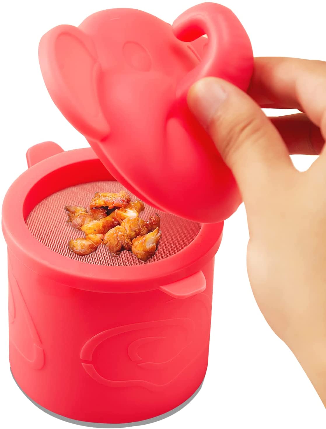 Silicone Bacon Grease Container with Fine Mesh Strainer,1 Cup/8 OZ