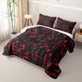 thumbnail image 3 of meiyoeat Red Checkered Grid Quilt Full For Boys,3D Modern Abstract Geometric Full Bedspread Sets For Kids,3 Pieces, 3 of 7