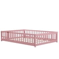 thumbnail image 6 of Miniyam Full Size Floor Bed for Kids, Montessori Bed with Slats, Safety Fence & Door, Pink, 6 of 7