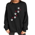 thumbnail image 5 of Feancey Women's Oversized Crewneck Sweatshirt Cute Love Heart Dog Paw Print Pullover Tops Loose Fit Long Sleeve Fleece Lined Sweatshirts Black S, 5 of 9