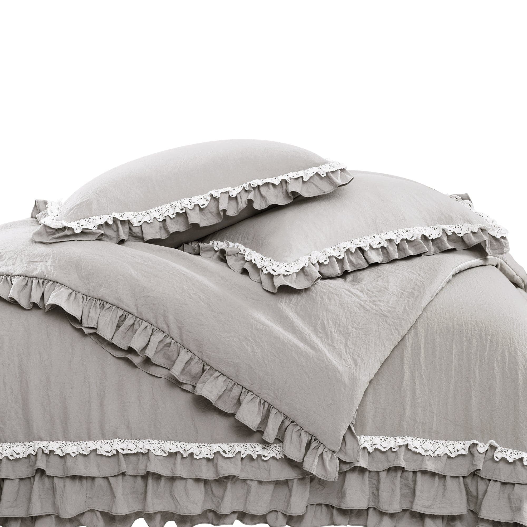 Treat ürself lace frill cotton sweat Ella Shabby Chic Ruffle Lace Comforter Set, Multiple Colors