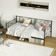 thumbnail image 2 of Patiojoy Twin Size Metal Daybed Frame Home Modern 2-in-1 Sofa Bed with Under-bed Storage & Railings Heavy-duty Metal Slats Platform Bed Black, 2 of 10