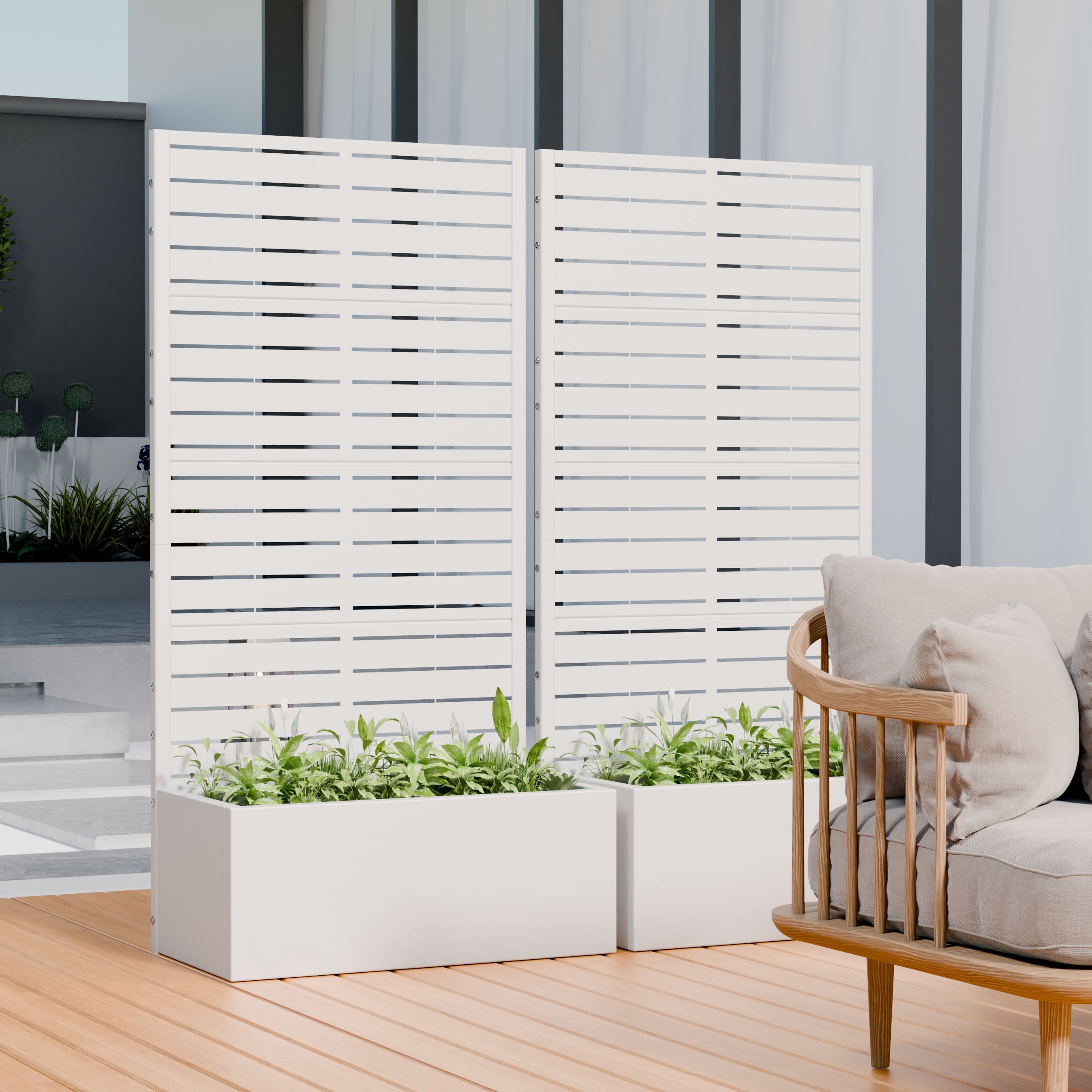 MAYEERTY 59*30in Outdoor Metal Planter Box, Easy Assembly Planter Box, Outdoor Patio Planter for Balcony, Garden, Yard