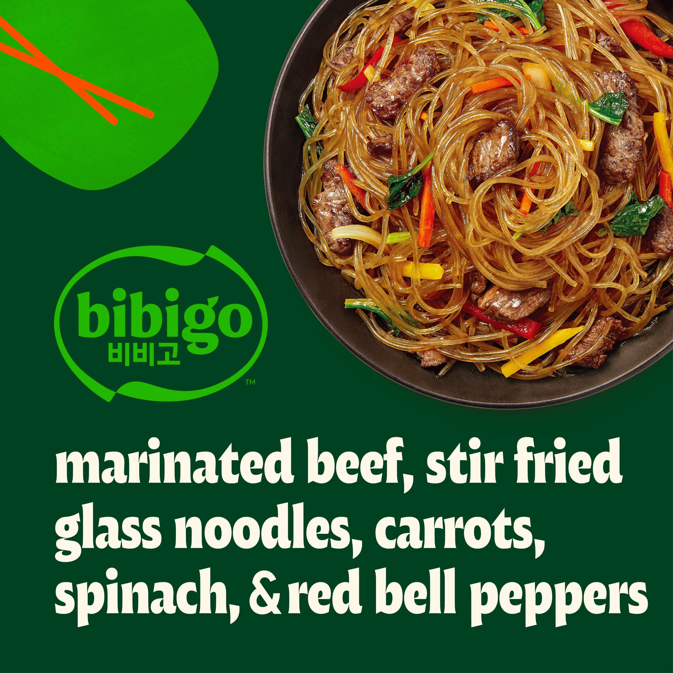 Bibigo Frozen Beef & Vegetable Japchae Noodles, 10.0 oz