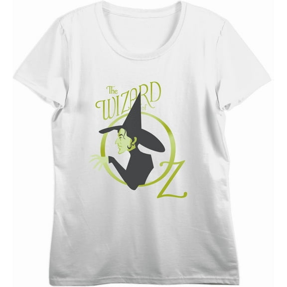 Wizard Of Oz Wicked Witch Logo  Women's Black Crew Neck Short Sleeve Crop Tee-Large