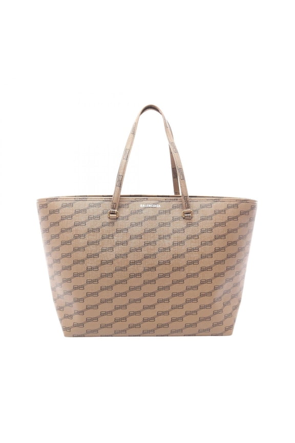 Pre-Owned Balenciaga BB Monogram Tote Bag Handbag, Coated Canvas, Women's, Gray