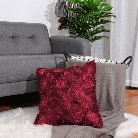 3d Satin Rose Flower Throw Pillow Cover Shells Pure Floral Cushion