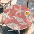 thumbnail image 4 of Coral Pink Starfish Coastal Round Tablecloth 55-60 Inch Round Fitted Table Cloth with Elastic Edge, Shell Summer Beach Nautical Waterproof Table Cover Protector for Outdoor Picnic Party Dining, 4 of 9