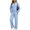 Sky Blue #01, variant on Women’s 2 Piece Fall Travel Lounge Matching Set, Long Sleeve Button Henley Top and Wide Leg Pants, Casual Comfy Airport Vacation Sweatsuit Outfit 2XL