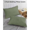 thumbnail image 2 of Green Solid Color Queen Pillow Cases Set of 2 - Microfiber Bed Throw Pillow Covers, Aesthetics Contemporary Luxury Decorative Lumbar Pillow Cover with Envelope Closure for Sofa/Travel 20"x30", 2 of 6