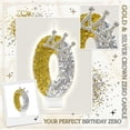 thumbnail image 2 of Birthday Candle Number Gold White Glitter with Crown Cartoon Creative Party Cake Topper Decoration, Festive Numeric Candle for Celebration, Royal Themed Cake Decor Supplies, 2 of 5