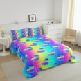 thumbnail image 2 of Rainbow Comforter Set Queen Psychedelic Galaxy Bedding Set, Neon Gradient Love Heart Bedding Comforter Sets Colorful Ombre Duvet Insert, Glowing Hearts Down Comforter Decoratives 3pcs, 2 of 5