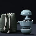thumbnail image 2 of Travel Tea Set Carrying Case Gaiwan Teapot Teacups The Ru kiln Quick-Pass Cup 1 Pot 3 Cups Outdoor Ceramic Kung Fu Tea Set, 2 of 4