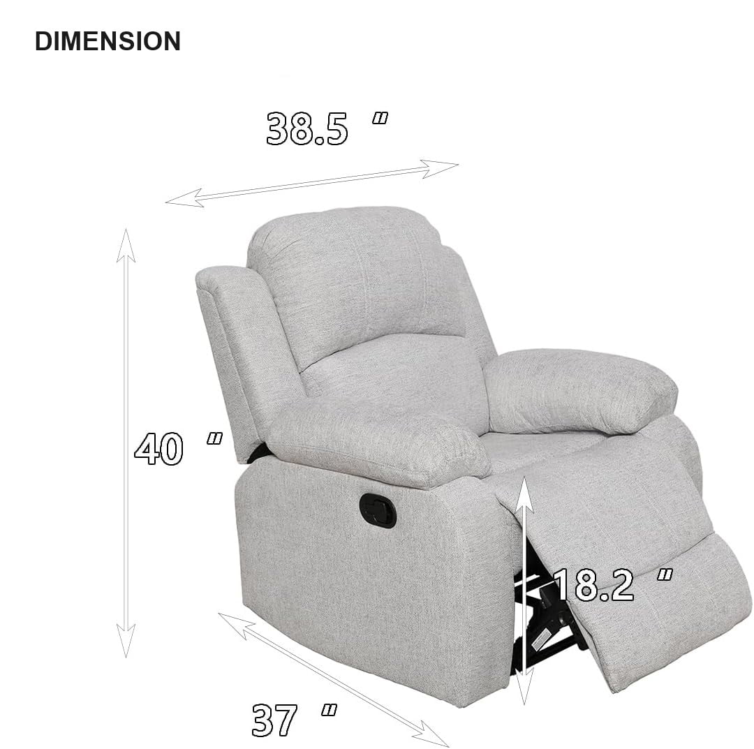 TrumanPick Manual Leather Recliner Chair,Overstuffed reclining Armchair Home Theater Sofa Recliner for Living Room,Gray