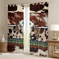 thumbnail image 2 of Erosebridal Longhorn Skull Blackout Curtains Southwestern Western Curtains & Drapes 2 Panels 42"Wx63"L,Tribal Geometry Aztec Curtains Bull Cattle Cow Print Cowhide Exotic Western Room Decor, 2 of 6