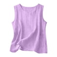 thumbnail image 6 of Aihuaihua Dressy Tank Tops for Girl Linen Gauze Shirts Sleeveless Crewneck Summer Beach Tunic Top Loose Fit Lightweight Casual Blouses Purple 9-10 Years, 6 of 7