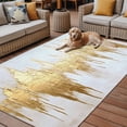 thumbnail image 4 of 4' x 6' Outdoor Rug, Abstract Gold Outdoor Washable Rug Large Floor Carpet, Modern Minimalist Art White Gray Ripple Non Shedding Area Rug for Outside Patio RV Porch Deck Balcony Camping Living Room, 4 of 9
