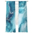 thumbnail image 2 of Abstract Liquid Art Sheer Curtains 96 Inches Long 2 Panels Modern Gary Blue Marble Texture Light Filtering Semi Sheer Window Curtains Drapes for Bedroom Living Room 52"x96", 2 of 7