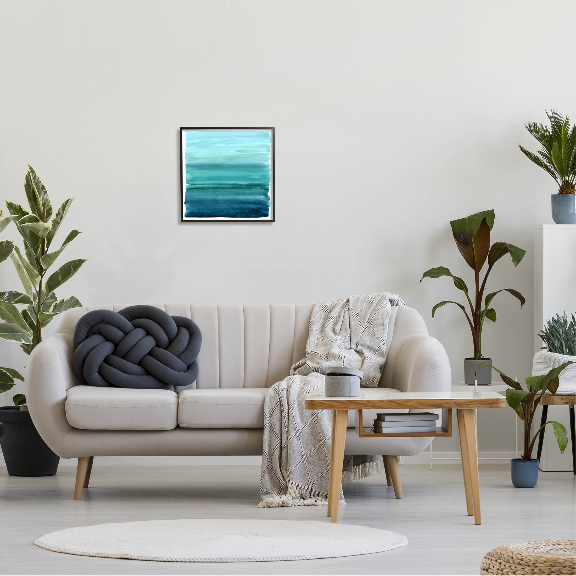 Stupell Industries Gradient Turquoise Brushed Composition Graphic Art Black Framed Art Print Wall Art, Design by Allie Corbin