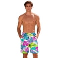 thumbnail image 5 of KIHOUT Men's Tropical Seahorse Print 2-in-1 Swim Trunks - 95% Polyester 5% Spandex, Drawstring Elastic Waist, Lined with Pockets for Beach, Pool and Summer Casual Wear, 5 of 9